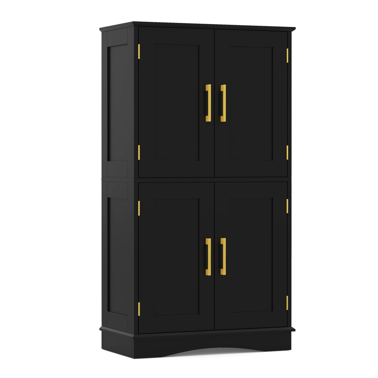 Bathroom Floor Storage Cabinet with 4 Doors and 2 Adjustable Shelves
