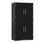 Bathroom Floor Storage Cabinet with 4 Doors and 2 Adjustable Shelves