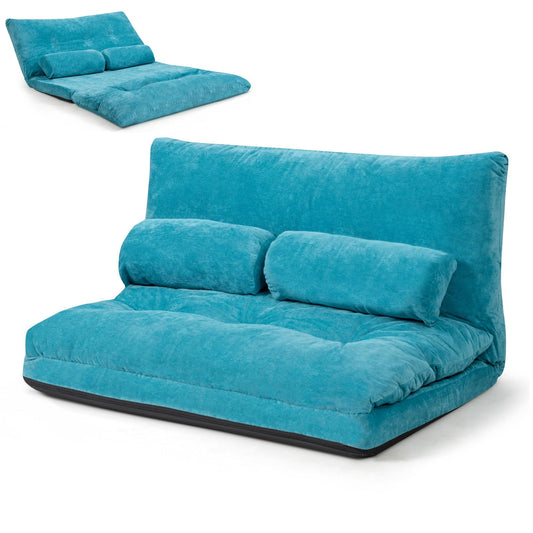 Double Folding Sofa Bed, 6-Position Adjustable Lounger Sleeper Seat Chair with 2 Pillows