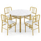 5 Piece Dining Table Set with Storage Rack and Metal Frame for Dining Room