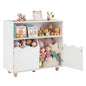 Wooden Bookshelf with 2 Anti-Toppling Devices and Top Surface Open Compartment