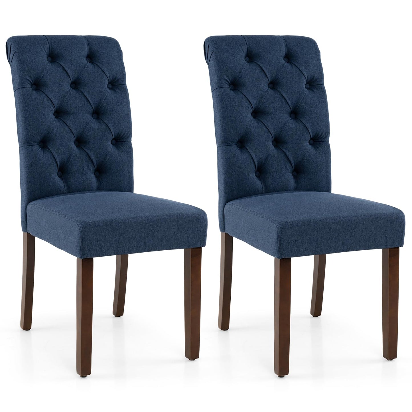 Upholstered Dining Chairs Set of 2 Button Tufted Chairs with Padded Seat and Backrest