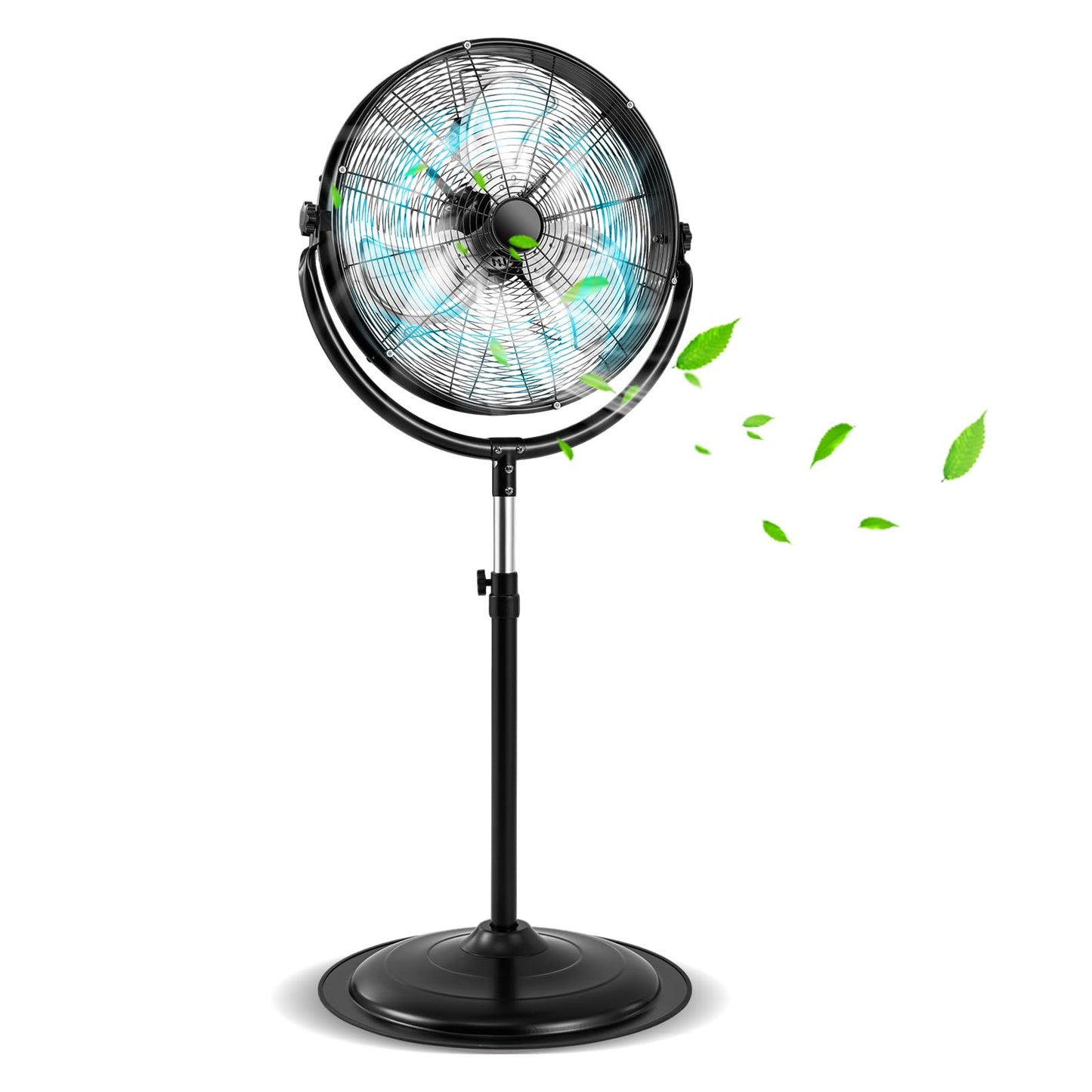 Height & 360° Tilt Adjustable Standing Floor Fan with 3 Speeds & Aluminum Blades
