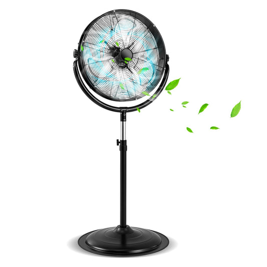 Height & 360° Tilt Adjustable Standing Floor Fan with 3 Speeds & Aluminum Blades