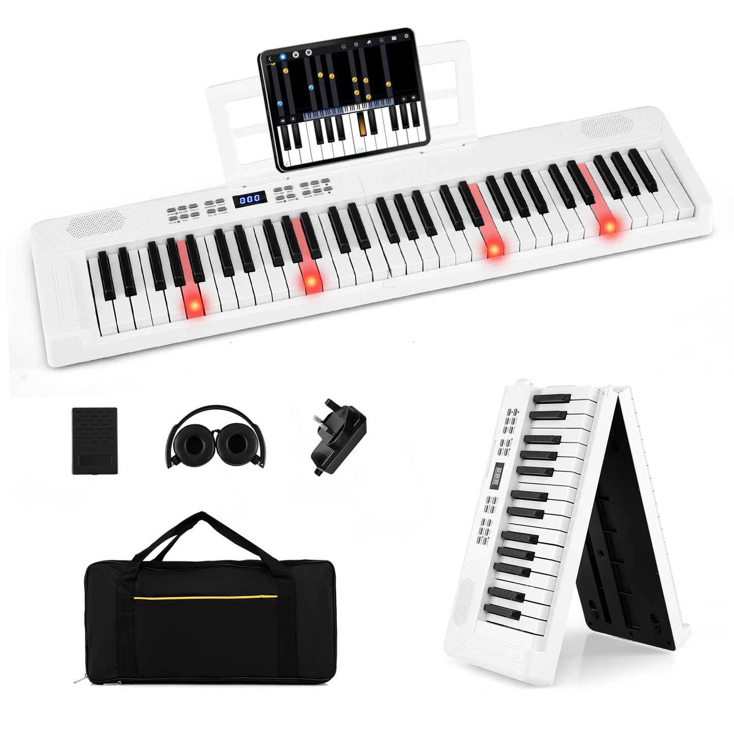 61 Key Folding Digital Piano Keyboard, Portable Full Size Electric Piano