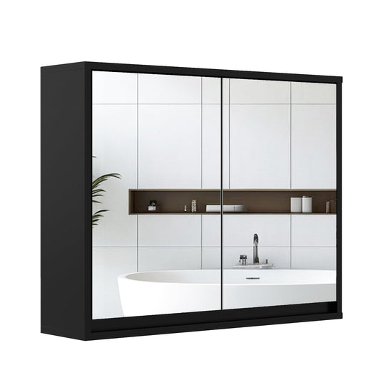 Double Mirrored Door Cabinet with Storage Shelf for Bathroom