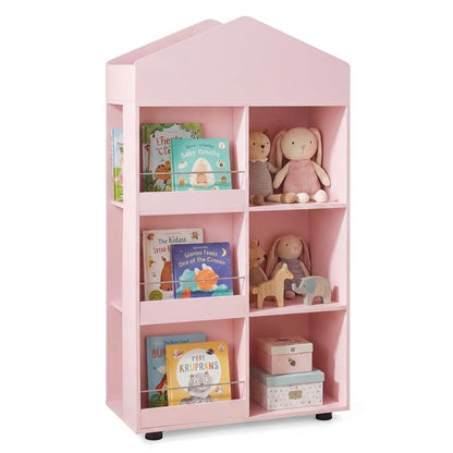 Wooden Kids Bookshelf and Toy Storage with Multiple Compartments