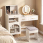 Dressing Table with 3-Color LED Lights Swivel Mirror and Stool