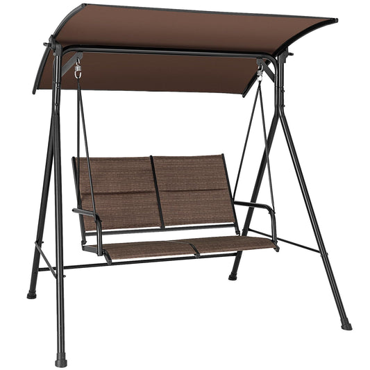 Outdoor Hammock Bench Chair with Adjustable Canopy and Soft Cushions