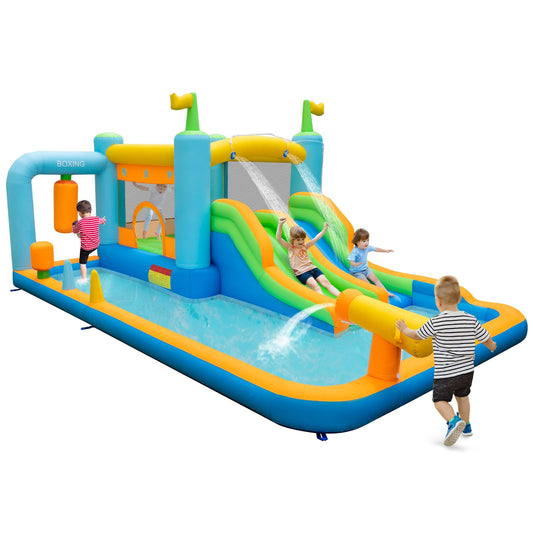 7 in 1 Inflatable Water Park with 2 Slides for 3-10 Years Old