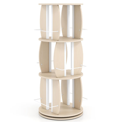 3-Tier 360° Spinning Bookshelf Tower with Display Stands for Small Spaces