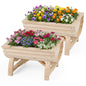 Set of 2 Raised Garden Bed, Half Barrel Fir Wood Planter Boxes with Legs