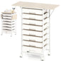8 Drawers Storage Trolley with Wooden Top & Foldable Side Panels