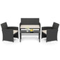 4 Piece Patio Rattan Conversation Set Wicker Loveseat Armchairs