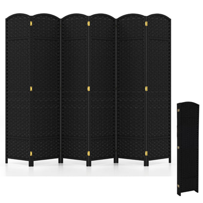 6-Panel Room Divider Folding Privacy Screen with Hand-woven Texture