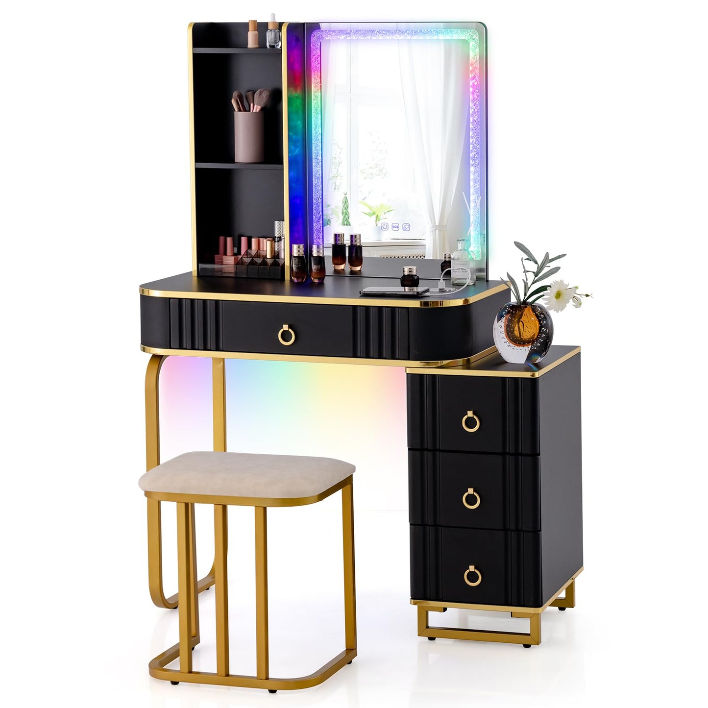 RGB LED Vanity Set with Mirror and Lights