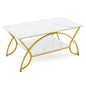 2 Tier Coffee Table with Storage Shelf for Living Room