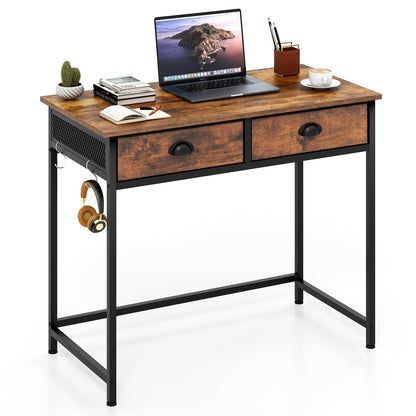Space Saving Computer Desk with 2 Fabric Drawers
