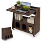 Folding Desk on Wheels, Convertible Drop Leaf Writing Desk