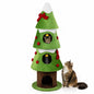 157.5 cm Christmas Cat Tree with 3 Cozy Condos and 2 Hanging Balls