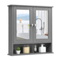 Double Door Wall Mounted Storage Cupboard with Adjustable Shelf and Compartment