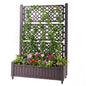 Raised Garden Bed with Trellis, Mobile Planter Box with Drainage Plug & Gauge