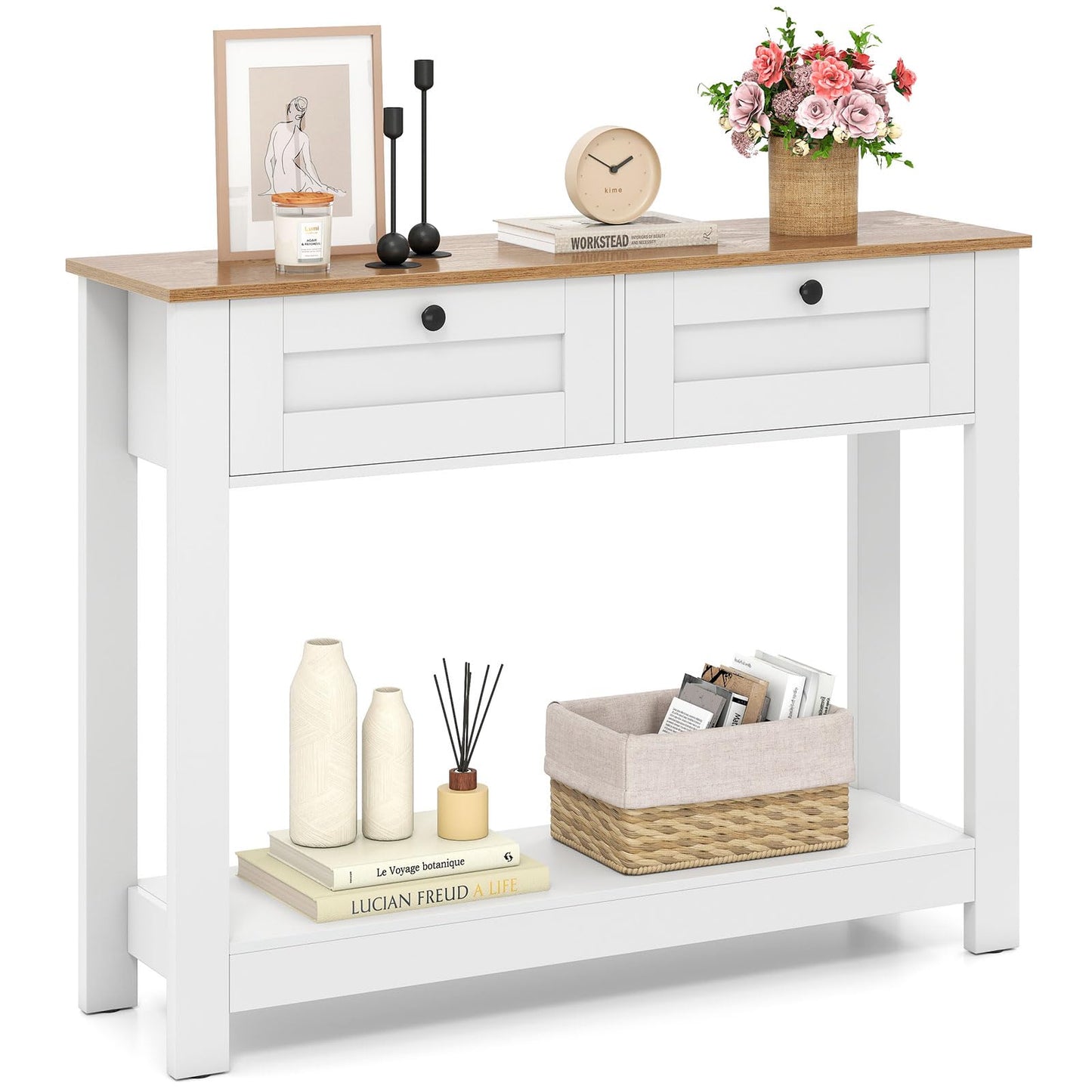 Console Table with 2 Drawers 106 CM Long Entryway Table