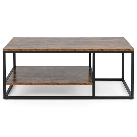 2-Tier 105 cm Industrial Wood Accent Coffee Center Table