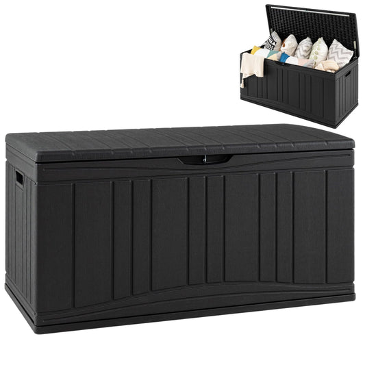 Garden Storage Box, Waterproof Resin Deck Box Bench with Lockable Lid