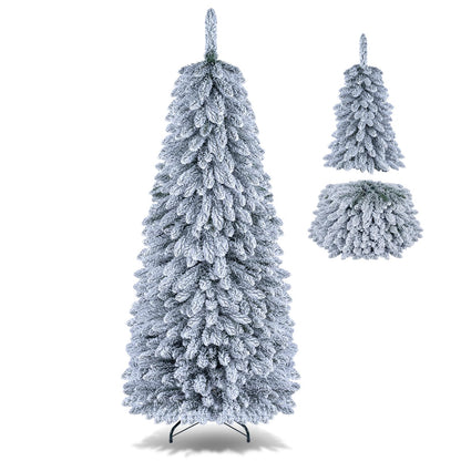6FT Pop up Artificial Christmas Tree, Snow Flocked Xmas Tree