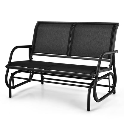 2-Person Outdoor Steel Frame Fabric Glider Bench