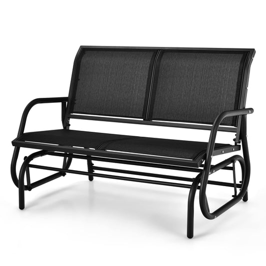 2-Person Outdoor Steel Frame Fabric Glider Bench