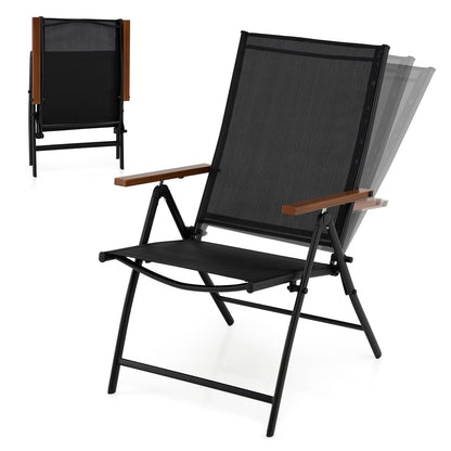 Folding Garden Chairs Set of 2/4, Outdoor Dining Chairs with Adjustable Backrest