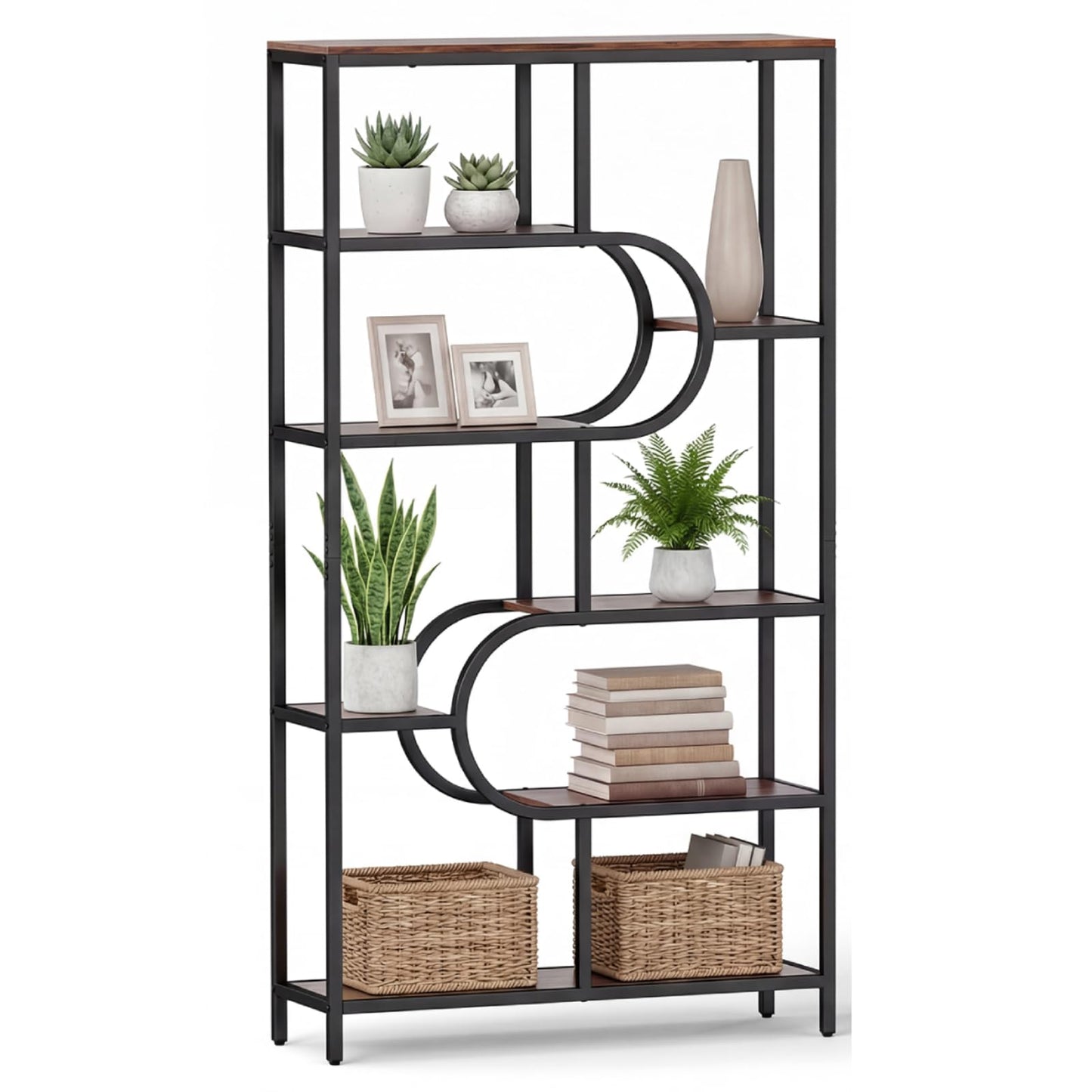 8-Tier Bookshelf Tall Etagere Bookcase with Open Storage Shelves