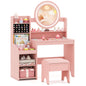Kids Dressing Table, Girls Vanity Set with Lighted Mirror