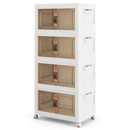 Folding Shoe Storage Cabinet with Lockable Wheels