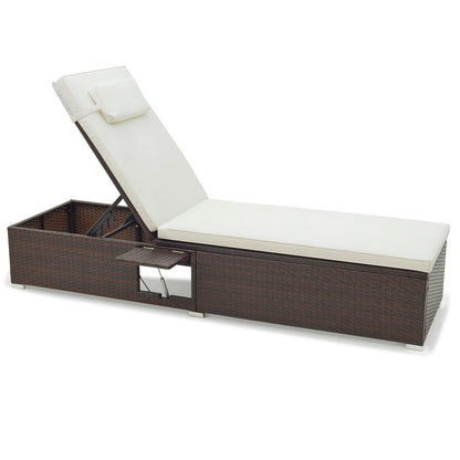 Outdoor PE Rattan Lounge Chair with 6 level Backrest and Comfy Seat Cushion