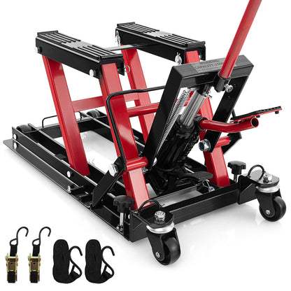 680KG Motorcycle Lift Jack with 4 Wheels and Footplates
