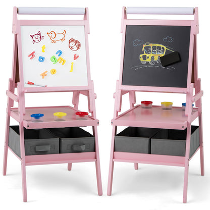 Double sided Kids Easel with Magnetic Whiteboard and Chalkboard