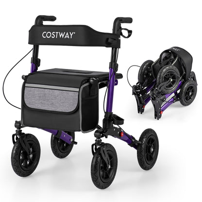 Walker for Seniors with Seat Folding Rollator Walker with Pneumatic Tires