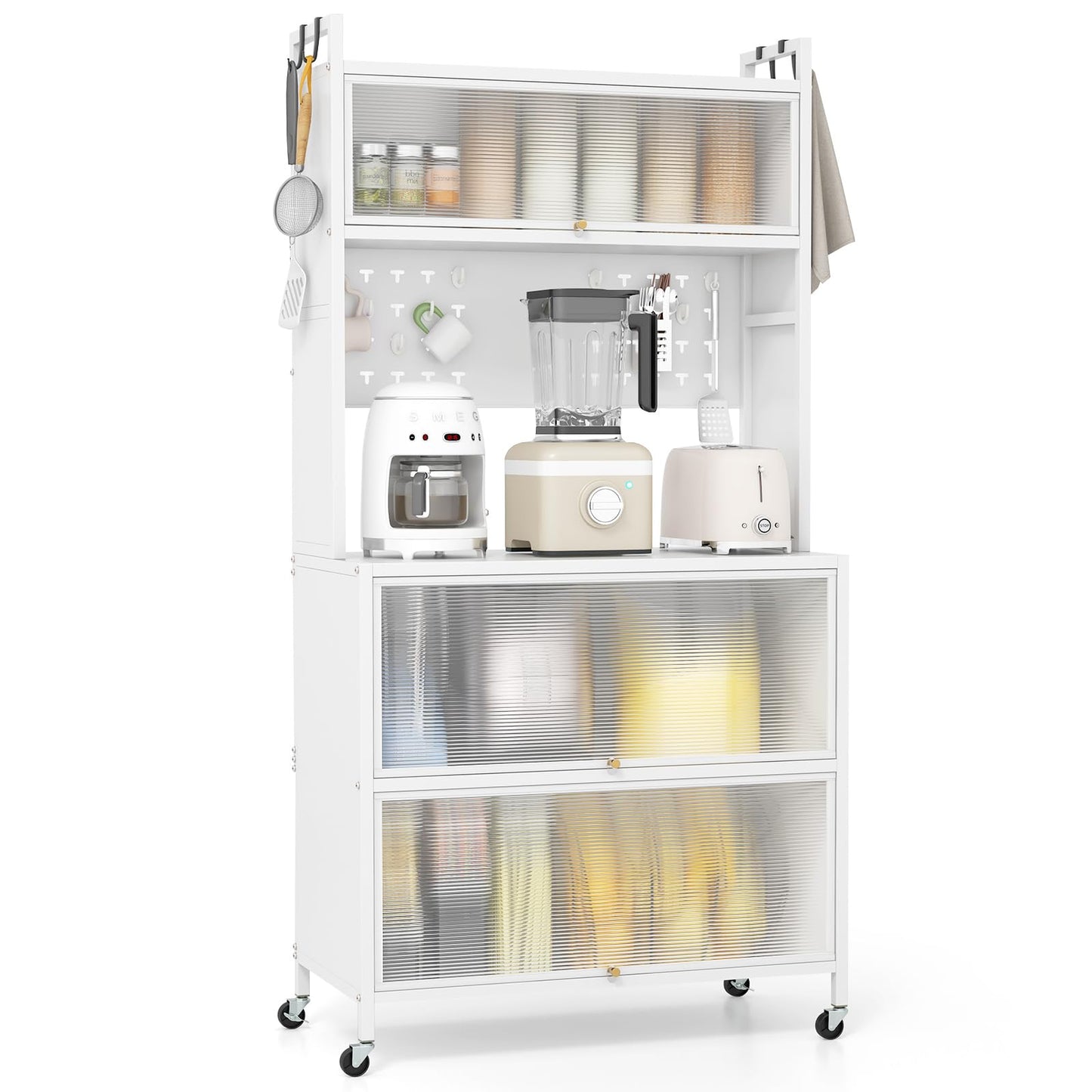 5 or 6 Tier Kitchen Pantry Cabinet Buffet Cabinet with Hutch