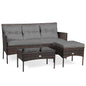4 Seater Rattan Garden Furniture Set with Tempered Glass Table