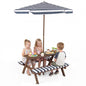 Kids Picnic Table, Wooden Children Garden Table and Bench Set