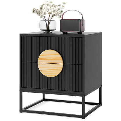 Fluted Nightstand Modern Mid Century Side Table