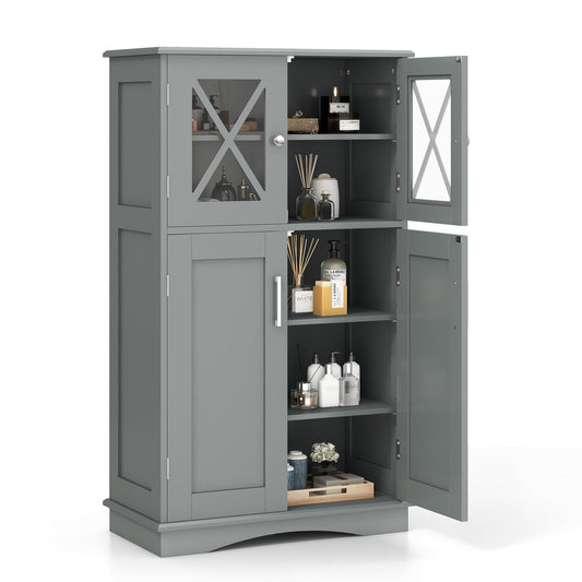Bathroom Linen Storage Cabinet with Doors and Adjustable Shelves