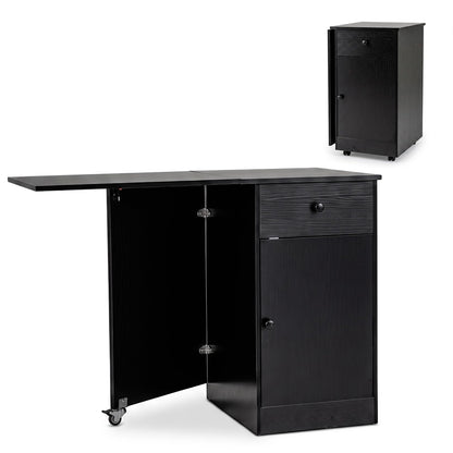 Folding Dining Table for 4-6 with Drawer & Cabinet on Wheel