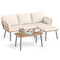 4-Seater Rattan Garden Furniture Set, 3-Piece L Shaped Sectional Outdoor Corner Sofa Sets
