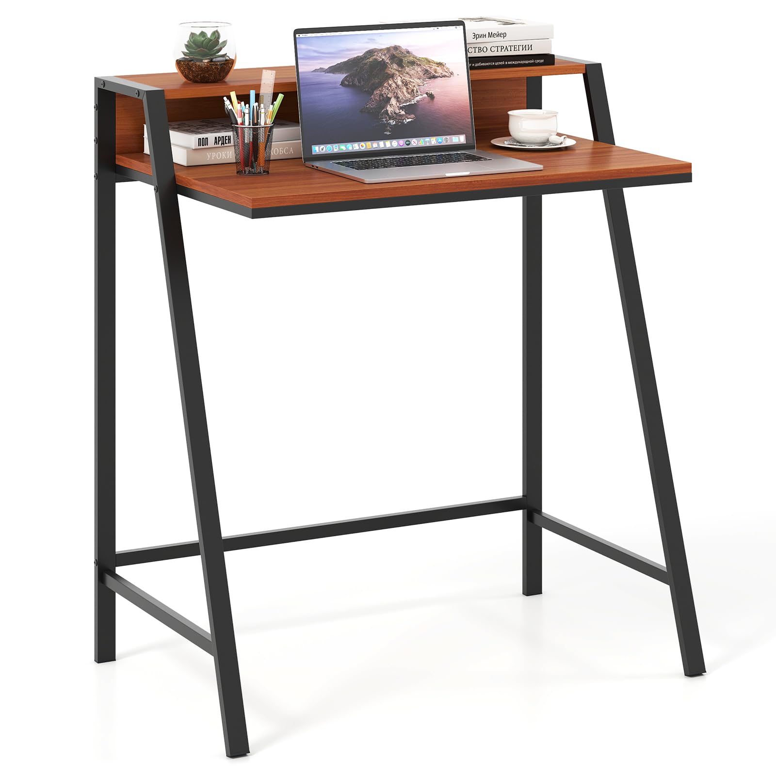 Computer Desk with Monitor Stand 80 CM Small Desk Compact Desk – GiantexUK