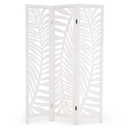3-Panel Room Divider 170 cm Freestanding Privacy Screen with Natural Paulownia Wood Frame
