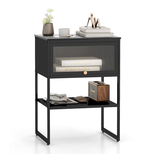 3-Tier Side Table with Storage Shelf for Living Room and Bedroom